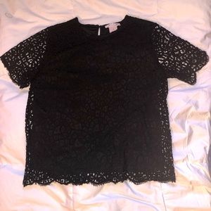 NWOT Black Short Sleeve Lace Top